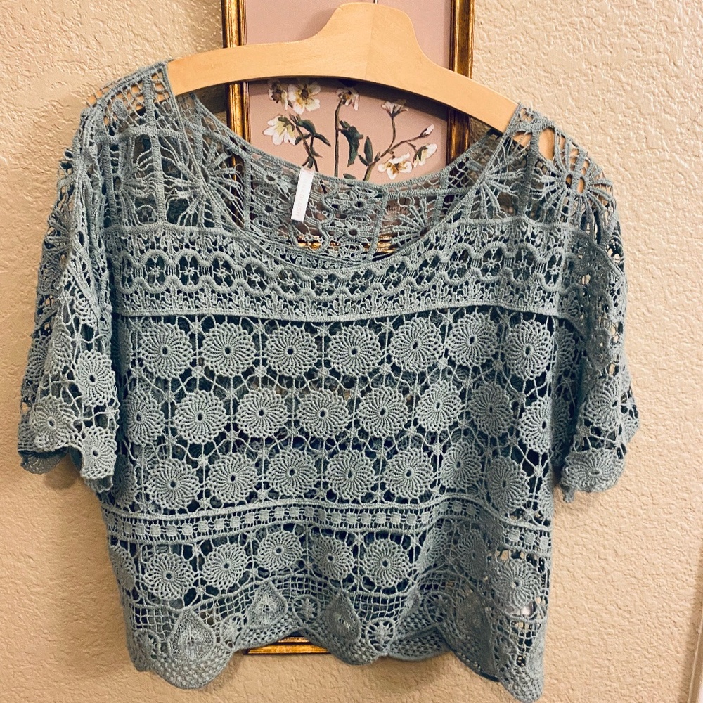 Pink blush crochet top Maternity